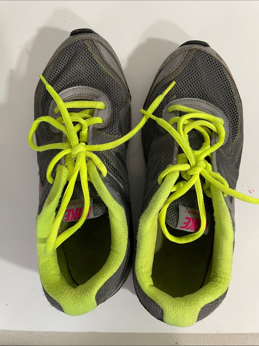 Nike Woman’s Gray Mesh Sneakers with Neon Yellow Accents size 7.5